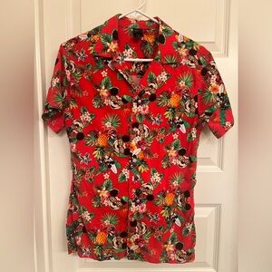 Disney Vintage Hawaiian Mickey‎ Short Sleeve Buttoned Shirt, Adult Size Small
